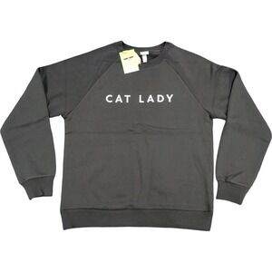 ⭐C7 The Cuddle Collab Women's "Cat Lady" Crewneck Sweatshirt Black Size M